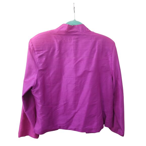 Bleu Bayoo Fuchsia Silk Open Styled Lined Tailored Blazer Made in India
sz L - Picture 7 of 9